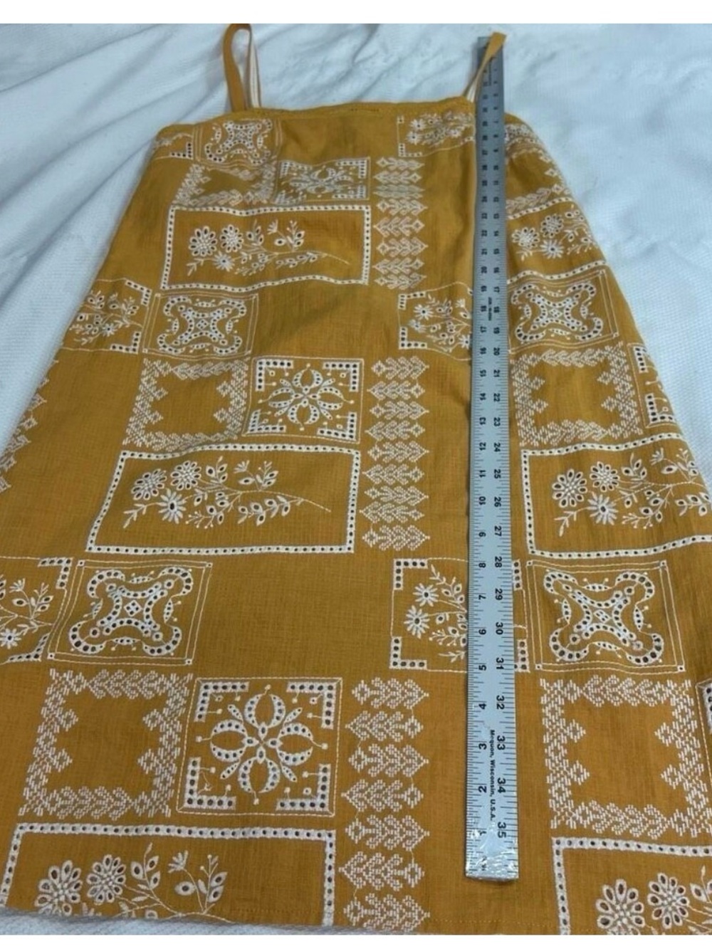 Anthropologie Sibyl Mustard Yellow Printed Sundress - Picture 6 of 9